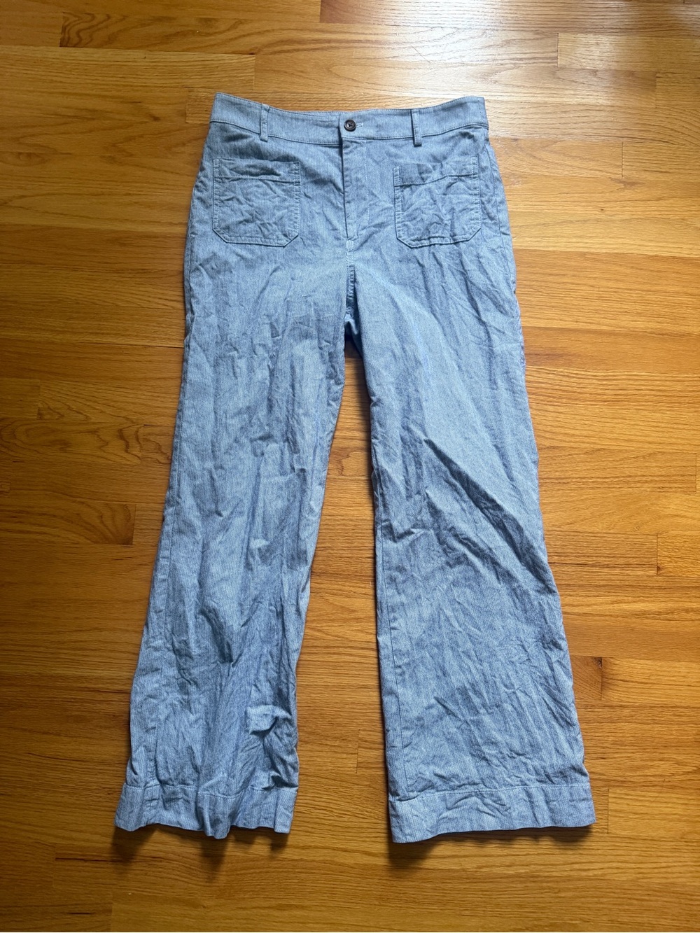 J. Crew Light Blue Wide-Leg Linen-Blend Jeans